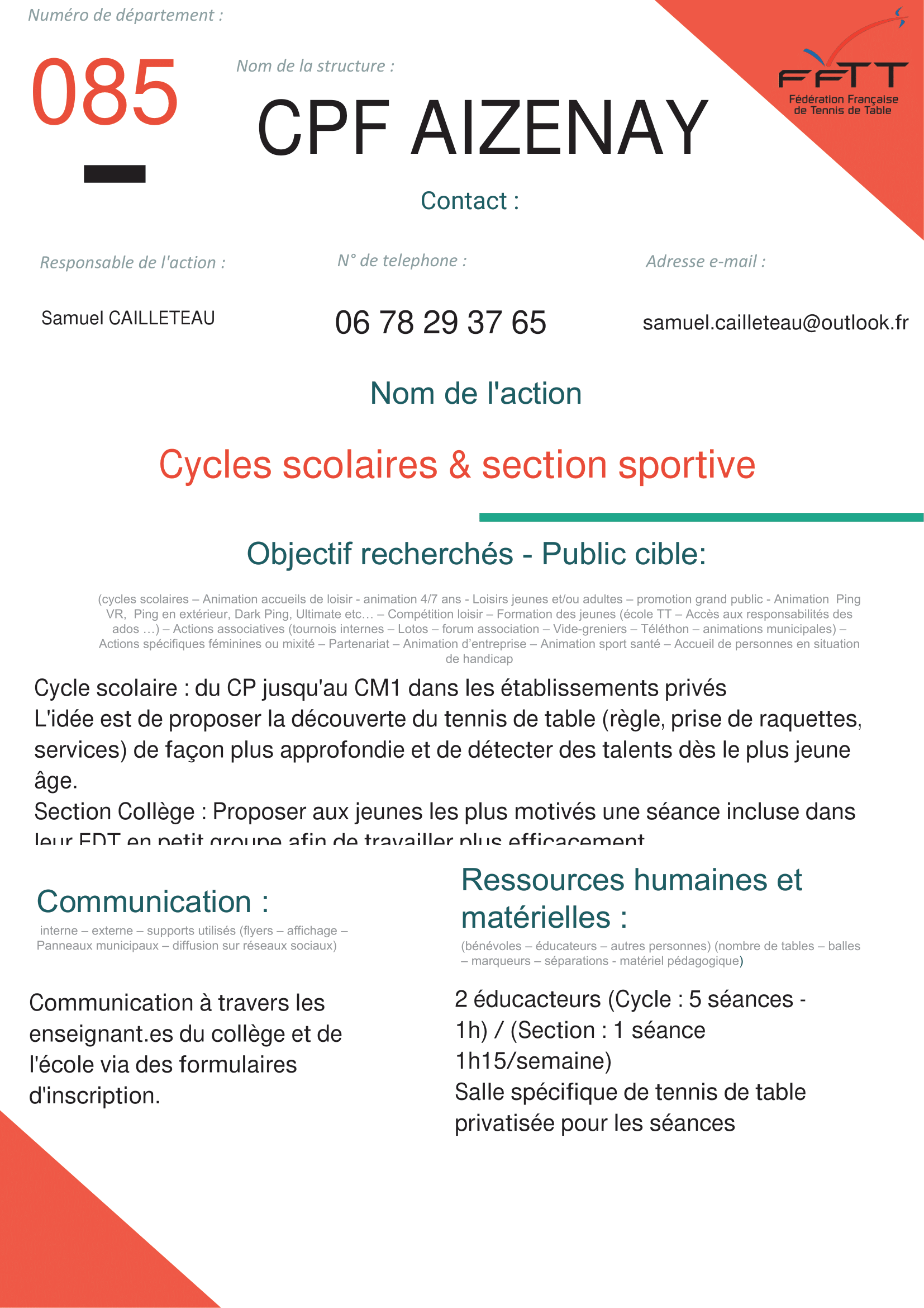 CPF Aizenay - cycles scolaires et section sportive-1