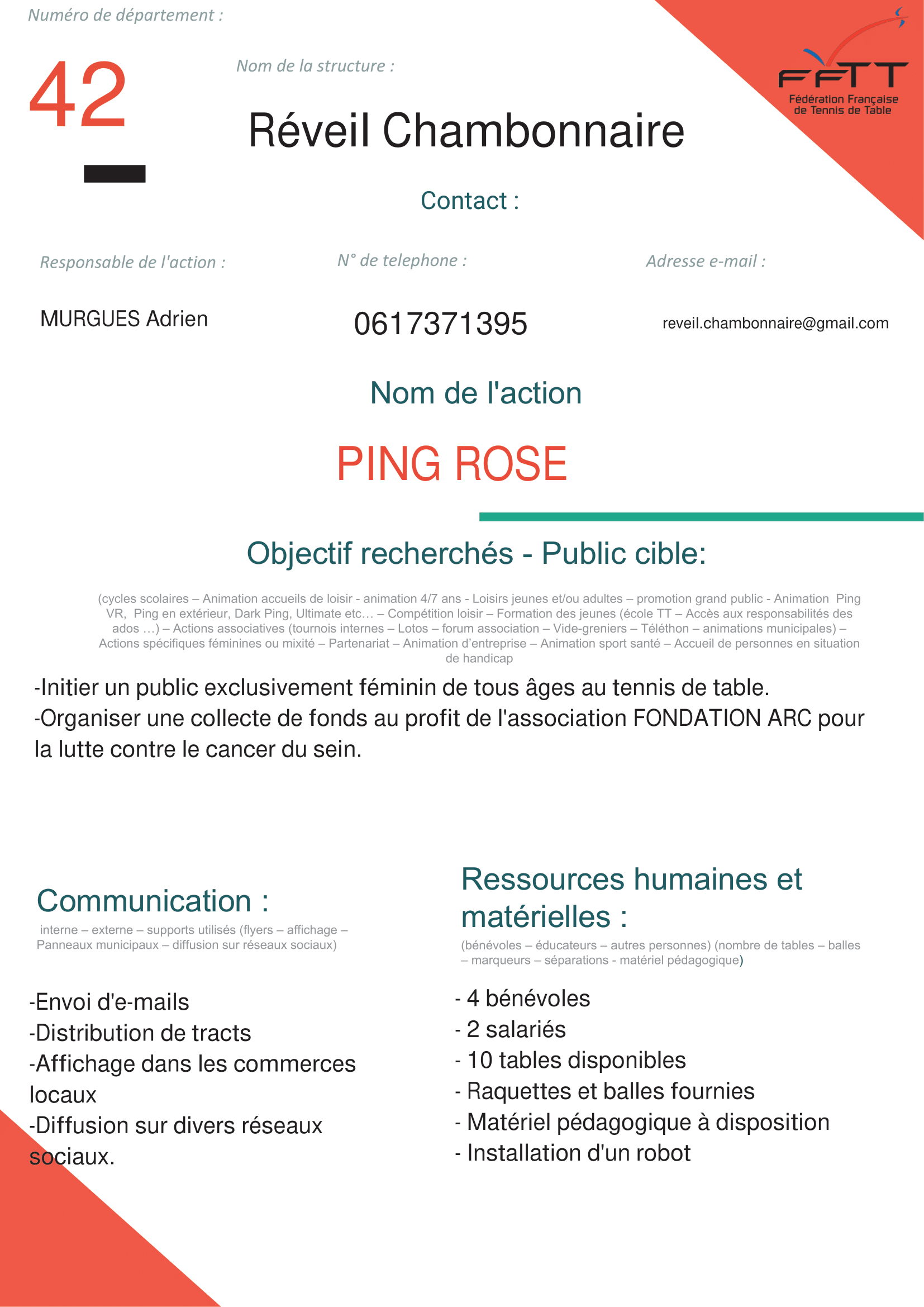 Réveil Chambonnaire - Ping Rose-1