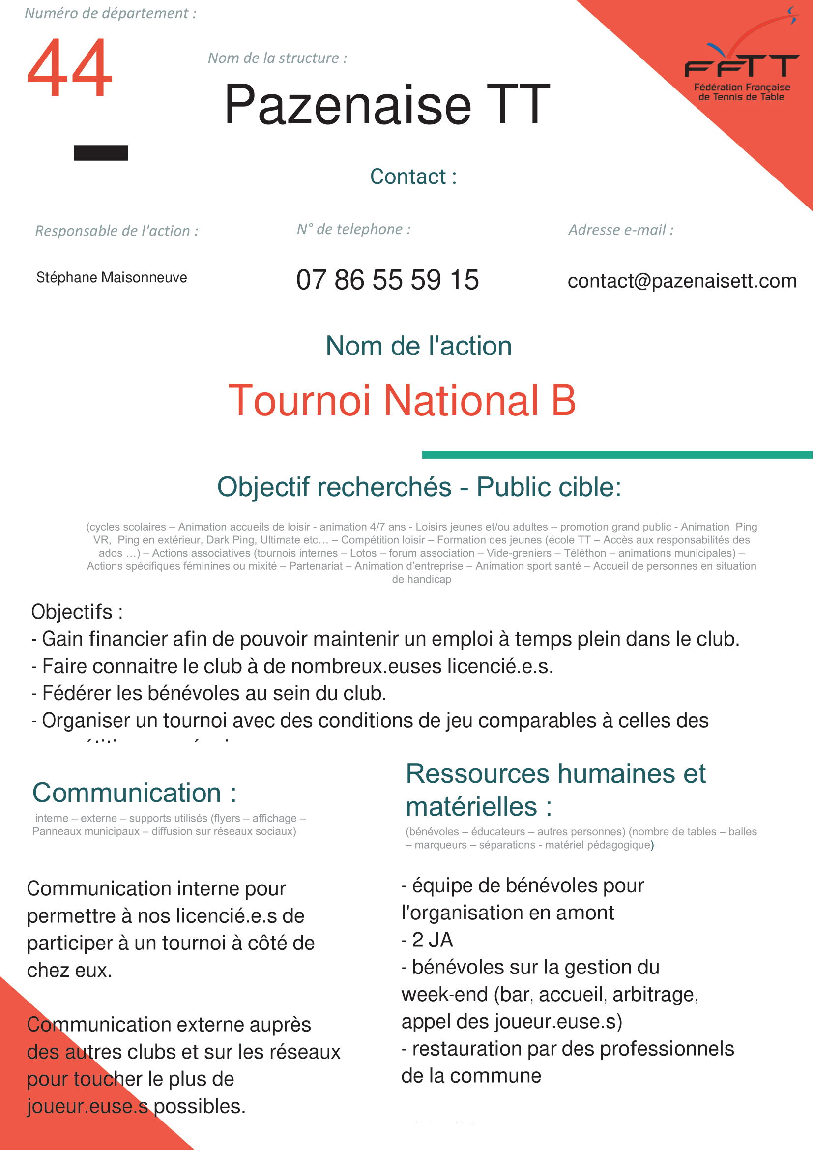 LA PAZENAISE - Tournoi Nationnal B-1