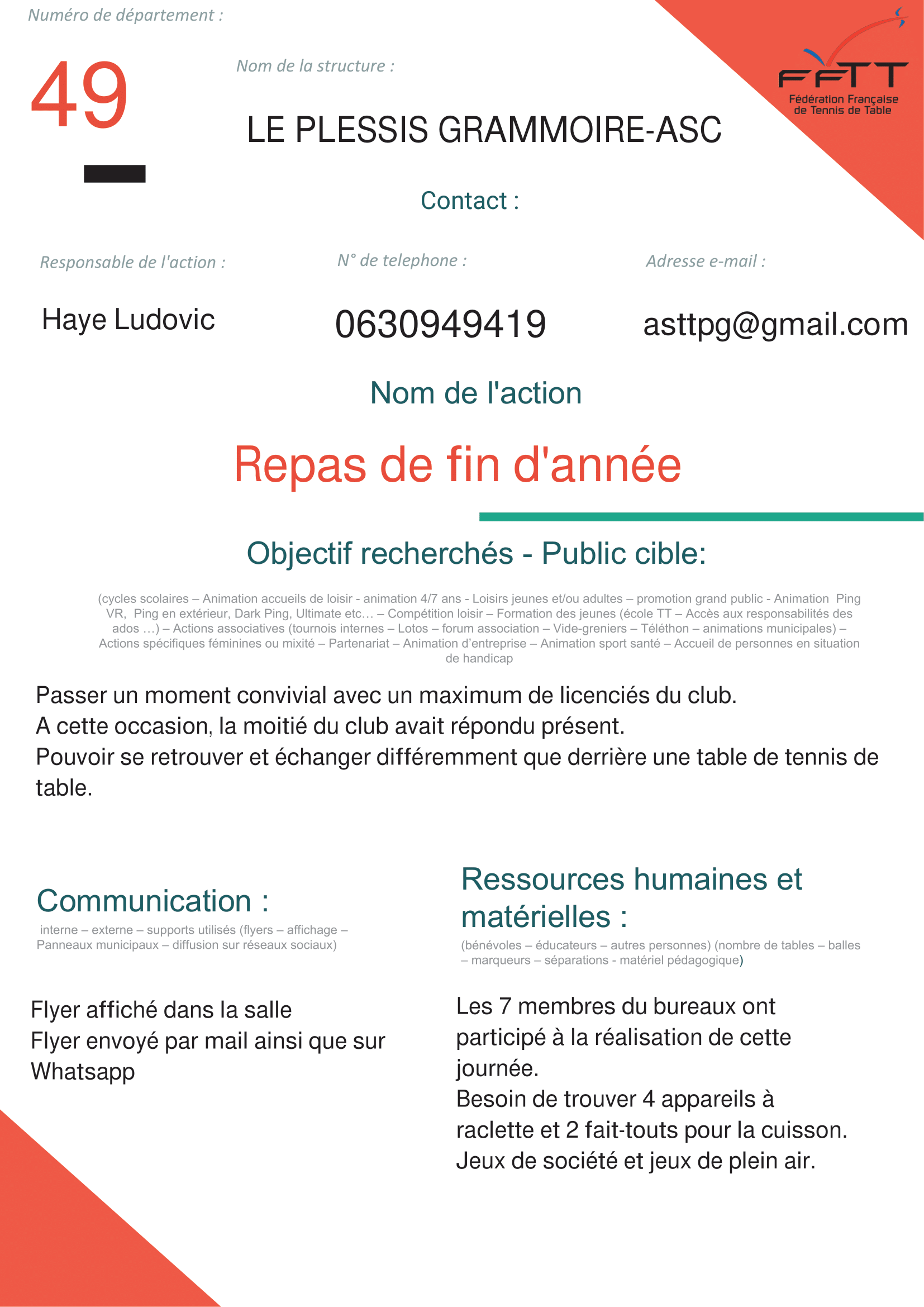 PLESSIS GRAMMOIRE - Repas fin d'année-1