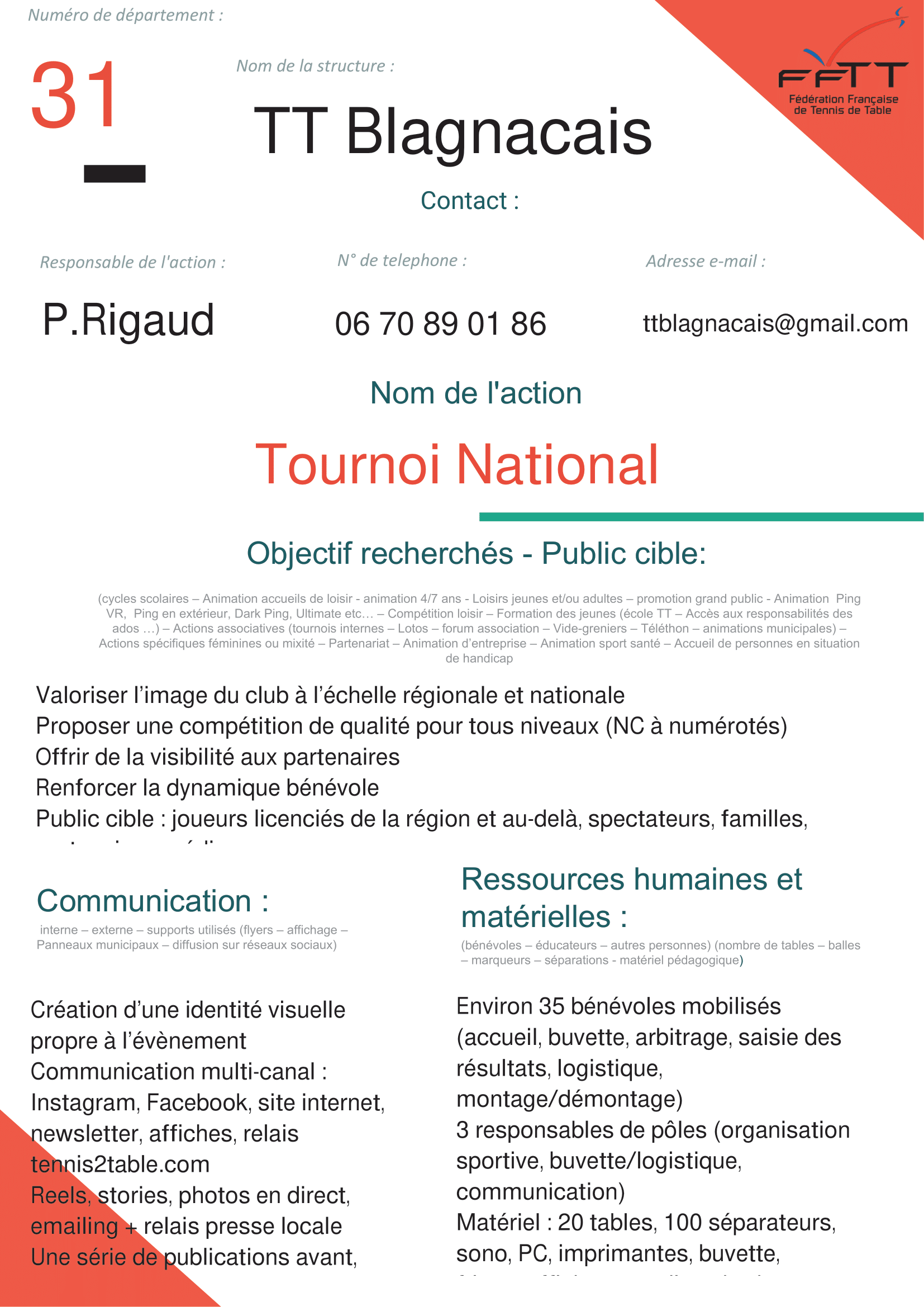 TT BLAGNACAIS - Tournoi national-1