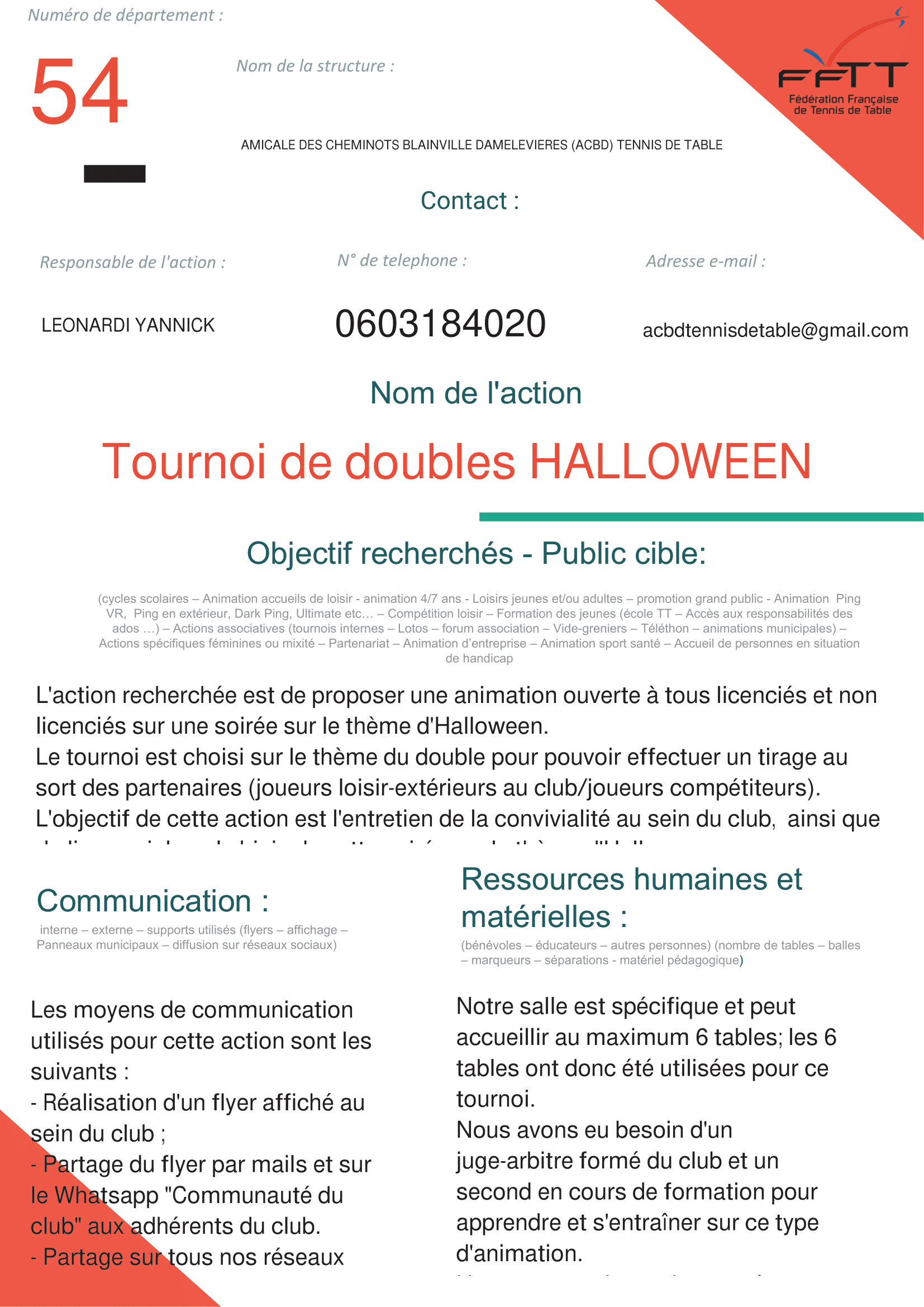 AC Blainville D Avenir tournoi Haloween TB-1
