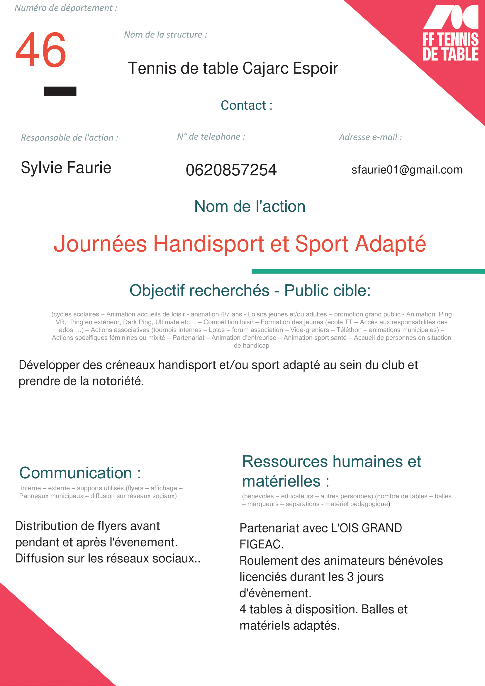 Cajarc Espoir TT - Journées handisport -1