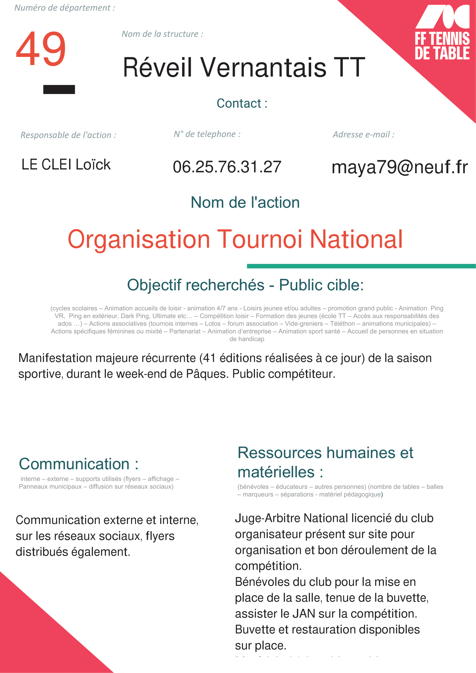 Réveil Vernantais - Tournoi National-1