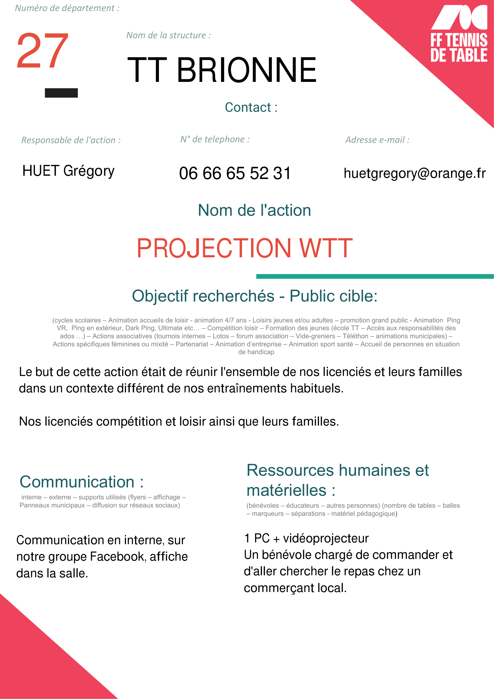 TT Brionne - Projection WTT-1
